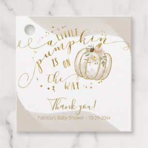 Elegante Taupe Pompoen Herfst Baby Shower Bedankjes Labels