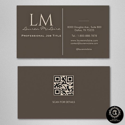 Elegante Taupe QR-code Visitekaartje
