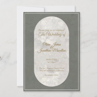 Elegante Taupe Steen Marmer Groene Trouw Kaart