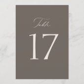 Elegante taupe tafelnummer voor het huwelijk (Voorkant)