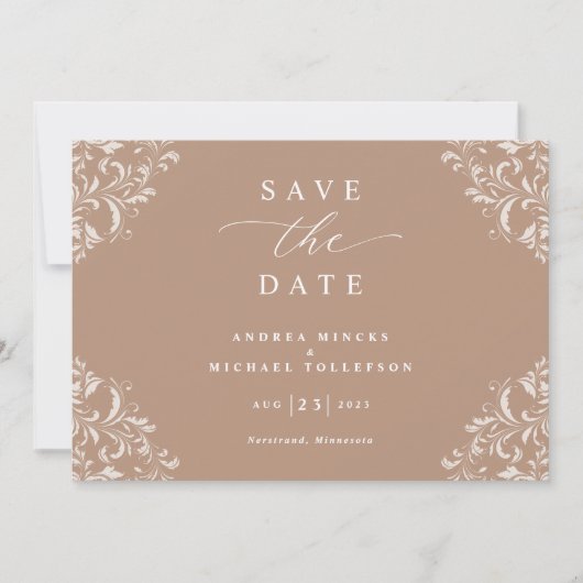 Elegante Taupe Trouw Save the Date Kaarten (Voorkant)