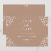 Elegante Taupe Trouw Save the Date Kaarten (Voorkant / Achterkant)