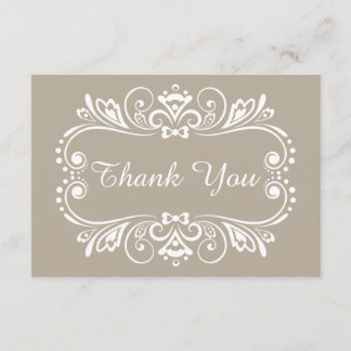 Elegante Taupe Trouwkaart Bedankkaartjes Bedankkaart