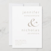 Elegante Taupe Typografie bruiloft Save The Date (Voorkant)