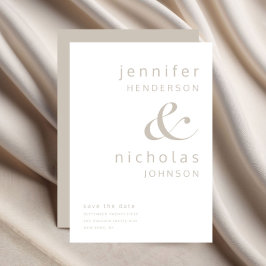 Elegante Taupe Typografie bruiloft Save The Date