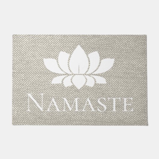 Elegante Taupe visgraat Namaste White Lotus Deurmat (Voorkant)