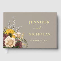 Elegante Taupe Zonnebloem bruiloft goud