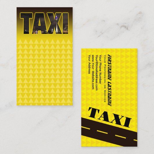 Elegante TAXI skyline voor taxichauffeur taxichauf Visitekaartje (Voorkant / Achterkant)