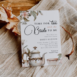 Elegante Tea Party bruids douche uitnodiging