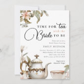 Elegante Tea Party bruids douche uitnodiging (Voorkant)