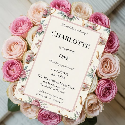 Elegante Tea Party verjaardagsuitnodiging voor mei Kaart