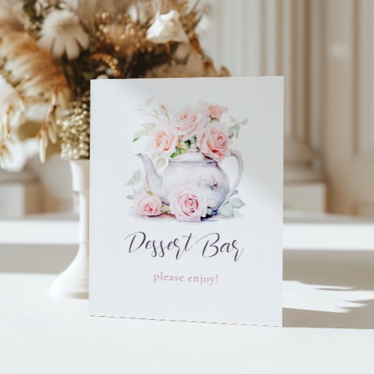 Elegante Tea Party Vrijgezellenfeest Dessert Bar Reclamebord Met Voetstuk