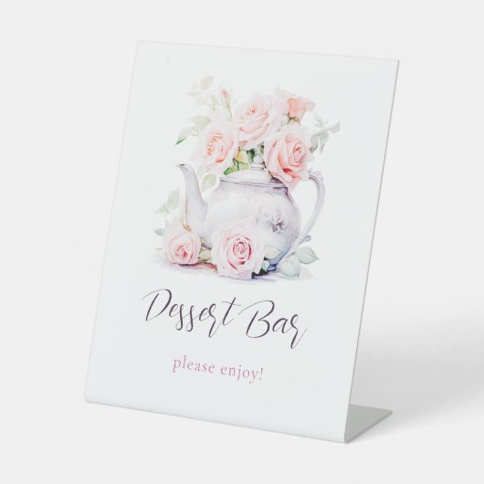 Elegante Tea Party Vrijgezellenfeest Dessert Bar Reclamebord Met Voetstuk (Voorkant)