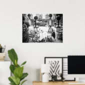 Elegante Tea Party Zwart-wit  Poster (Thuiskantoor)