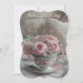 Elegante Teacup Pastel Flowers Moederdag Kaart