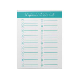 Elegante Teal 8.5x11 Twee Kolommen Checklist Notitieblok