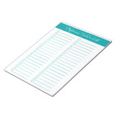 Elegante Teal 8.5x11 Twee Kolommen Checklist Notitieblok (Schuin)