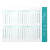Elegante Teal 8.5x11 Twee Kolommen Checklist Notitieblok (Voorkant)