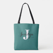 Elegante Teal Aangepaste Naam Tote Bag (Achterkant)