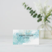 Elegante Teal Alcohol Ink Marmer met QR-code Visitekaartje (Staand voorkant)