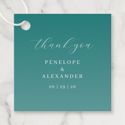 Elegante Teal Bedankkaart Bedankjes Labels (Voorkant)