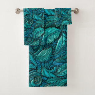 Elegante teal bewerkt leer bad handdoek