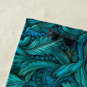 Elegante teal bewerkt leer strandlaken (In situ)