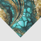 Elegante Teal Blauwe Gouden Agat Geode Marmer Abst Tissuepapier (Detail)
