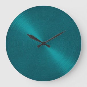 Elegante Teal Blauwe Metallic Look Glans Grote Klok