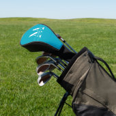 Elegante Teal Blauwe Witte Monogram Naam gepersona Golfheadcover (Insitu)