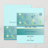 Elegante Teal Bloemige Bewaar de Datum Save The Date (Voorkant / Achterkant)