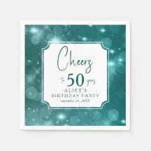 Elegante Teal Bokeh Glitter 50e Verjaardagsfeest