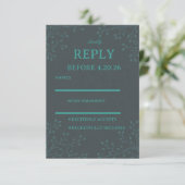 Elegante Teal Botanica RSVP Kaartje (Staand voorkant)