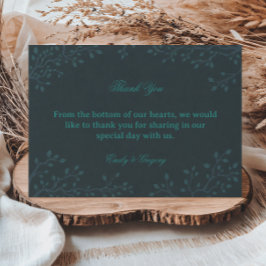Elegante Teal Botanisch Bedankkaart