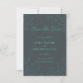 Elegante Teal Botanisch Save The Date (Voorkant)