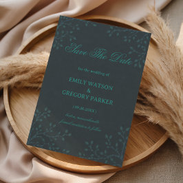 Elegante Teal Botanisch Save The Date