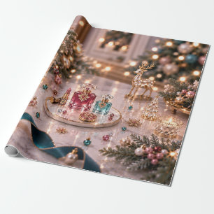 Elegante Teal Bourgondië Kerstschoonheid Cadeaupapier