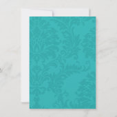 Elegante Teal Damast Turquoise Roze Gouden Bruilof Save The Date (Achterkant)