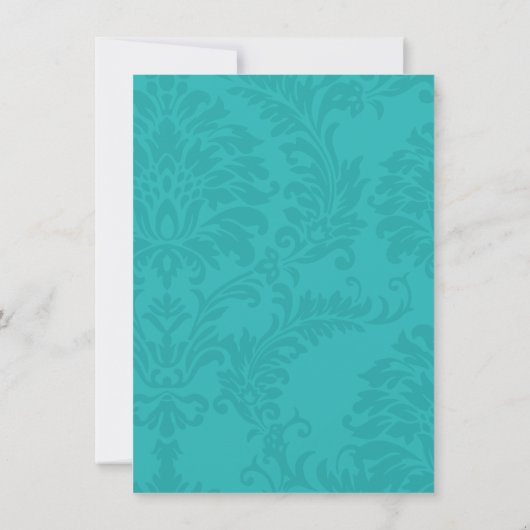 Elegante Teal Damast Turquoise Roze Gouden Bruilof Save The Date (Achterkant)