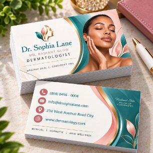 Elegante Teal Dermatoloog Huidverzorging Visitekaartje