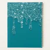 Elegante Teal Druppelende Glitter Monogram Planner (Achterkant)