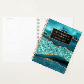 Elegante Teal en Goud Oceaan Glitter Agate Planner (Display)