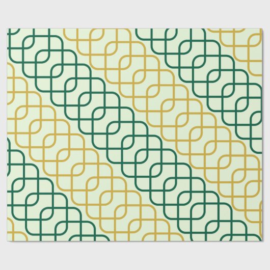 Elegante Teal en Gouden Geometrische Ineenlopende Cadeaupapier (Vlak)
