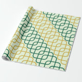 Elegante Teal en Gouden Geometrische Ineenlopende Cadeaupapier (Uitgerold)