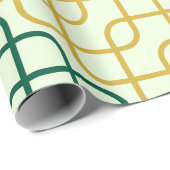 Elegante Teal en Gouden Geometrische Ineenlopende Cadeaupapier (Rol Hoek)