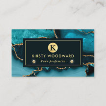 Elegante Teal en Gouden Glitter Marmer Agate