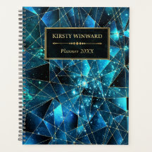 Elegante Teal en Gouden Middernacht Kristal Galaxy