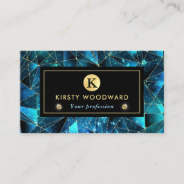 Elegante Teal en Gouden Middernacht Kristal Galaxy Visitekaartje