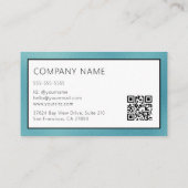 Elegante Teal Folie Afgewerkte QR Code Visitekaartje (Achterkant)