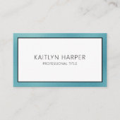 Elegante Teal Folie Afgewerkte QR Code Visitekaartje (Voorkant)